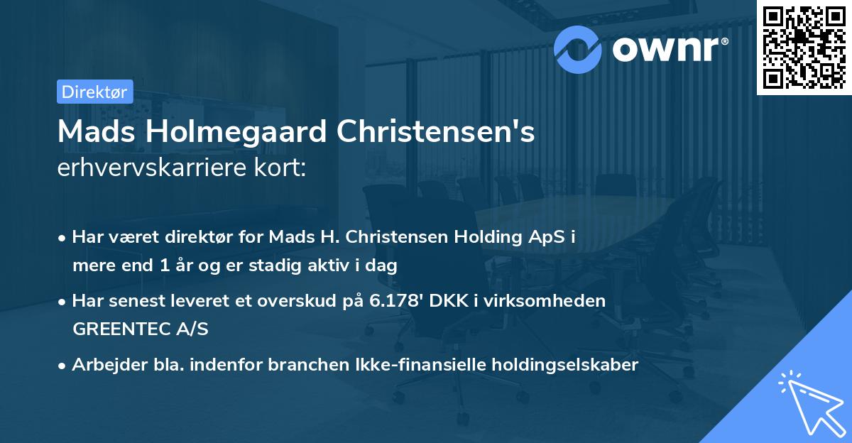 Mads Holmegaard Christensen's erhvervskarriere kort