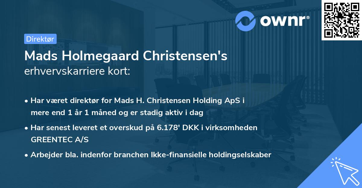 Mads Holmegaard Christensen's erhvervskarriere kort