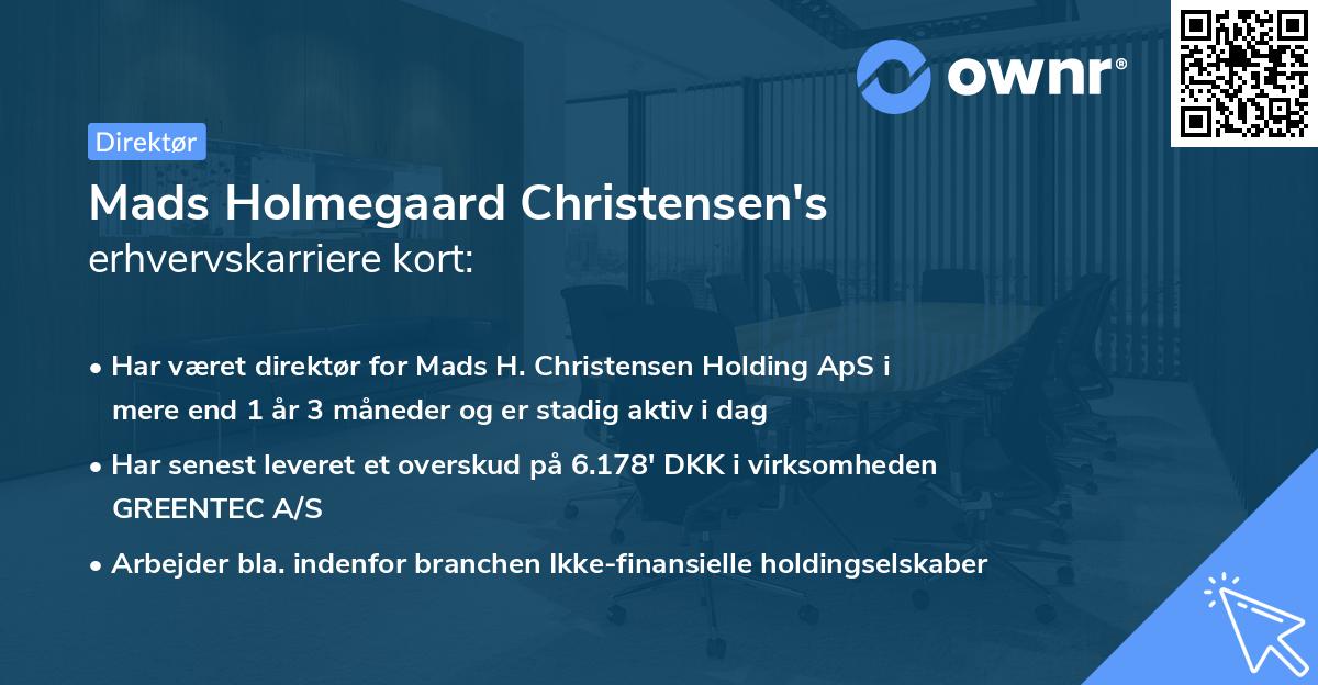 Mads Holmegaard Christensen's erhvervskarriere kort