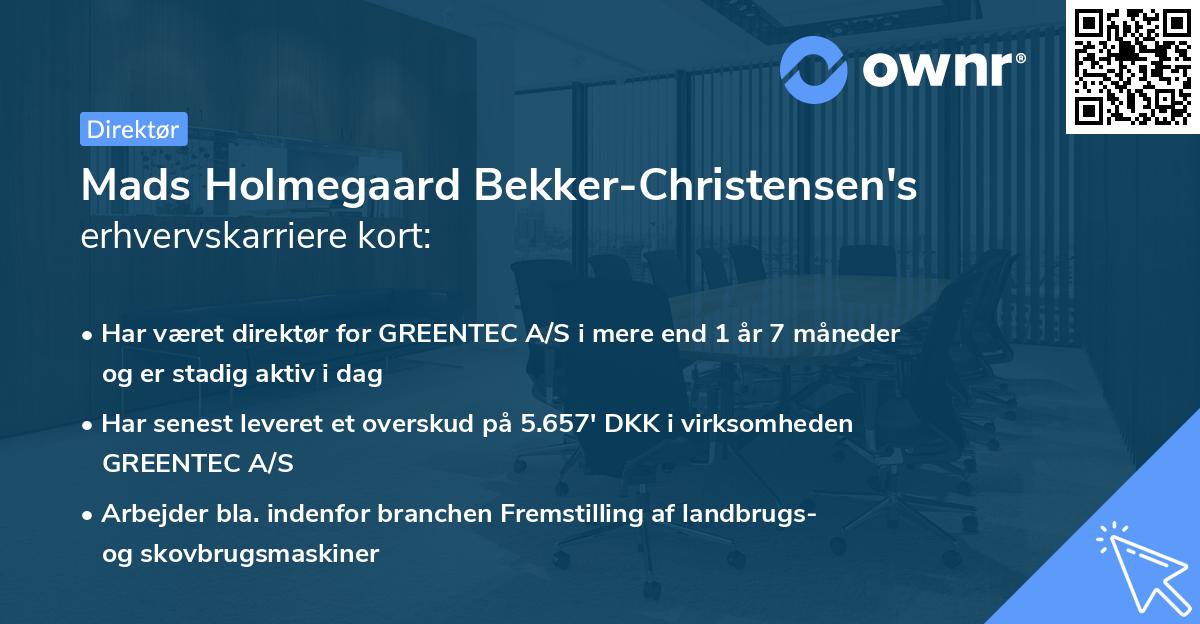 Mads Holmegaard Bekker-Christensen's erhvervskarriere kort