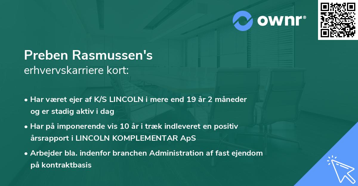 Preben Rasmussen's erhvervskarriere kort