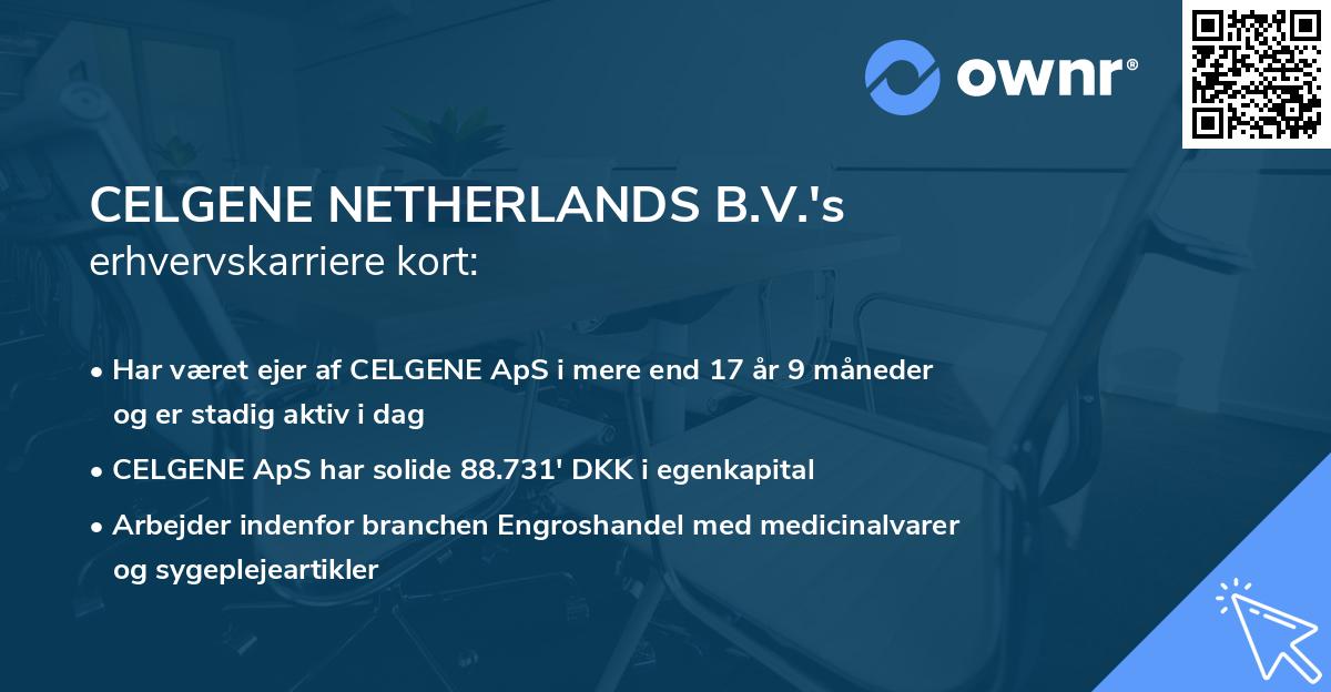 CELGENE NETHERLANDS B.V.'s erhvervskarriere kort