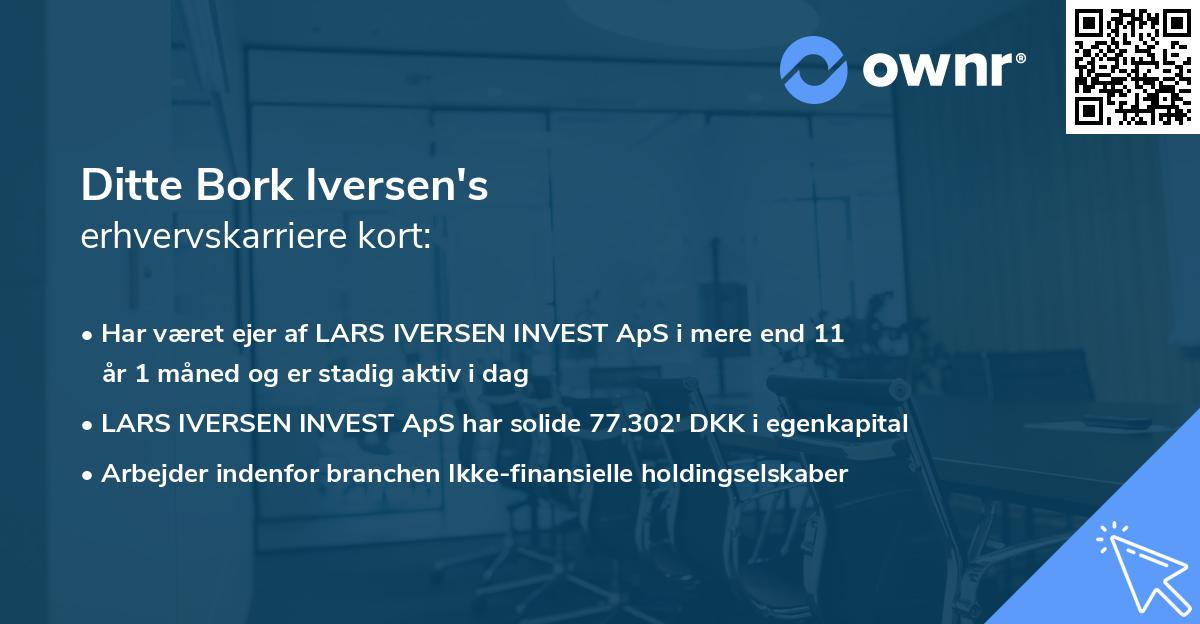 Ditte Bork Iversen's erhvervskarriere kort