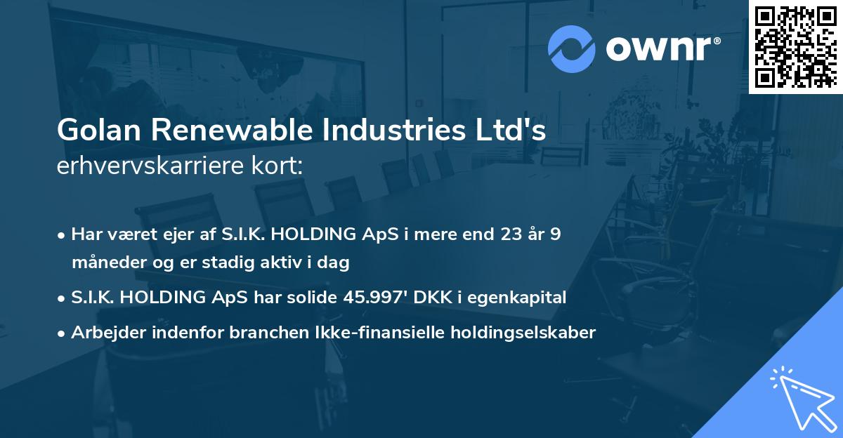 Golan Renewable Industries Ltd's erhvervskarriere kort