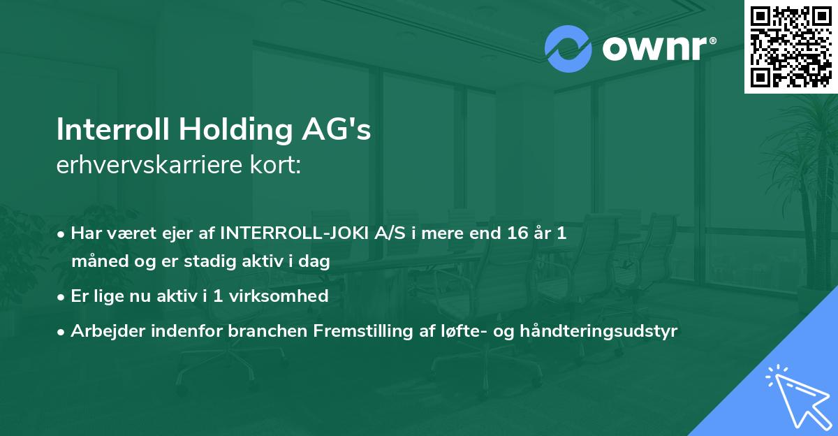Interroll Holding AG's erhvervskarriere kort