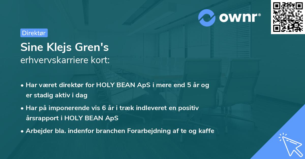 Sine Klejs Gren's erhvervskarriere kort