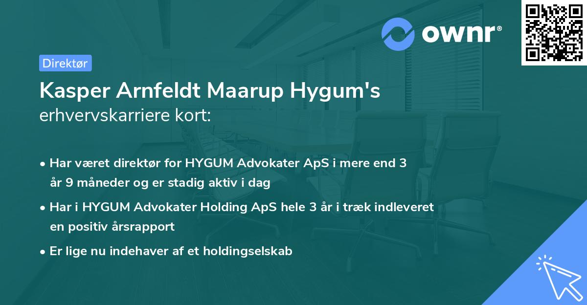 Kasper Arnfeldt Maarup Hygum's erhvervskarriere kort