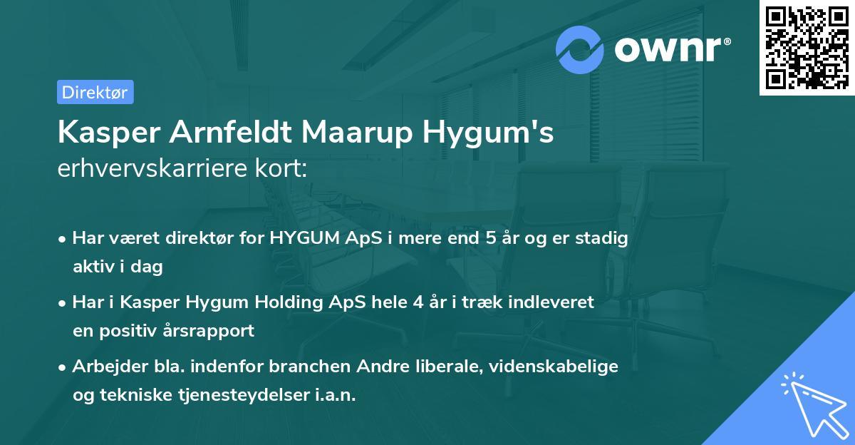 Kasper Arnfeldt Maarup Hygum's erhvervskarriere kort