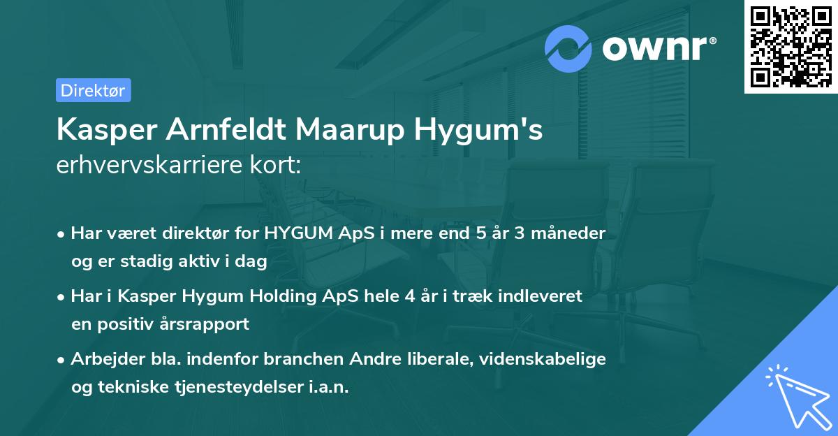 Kasper Arnfeldt Maarup Hygum's erhvervskarriere kort