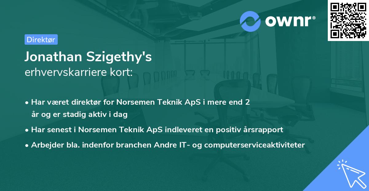 Jonathan Szigethy's erhvervskarriere kort