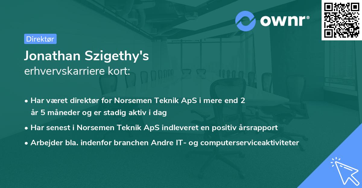 Jonathan Szigethy's erhvervskarriere kort