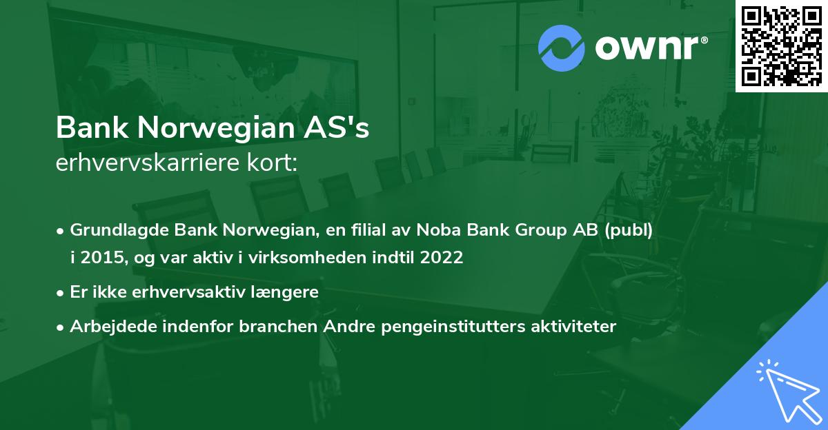 Bank Norwegian AS's erhvervskarriere kort