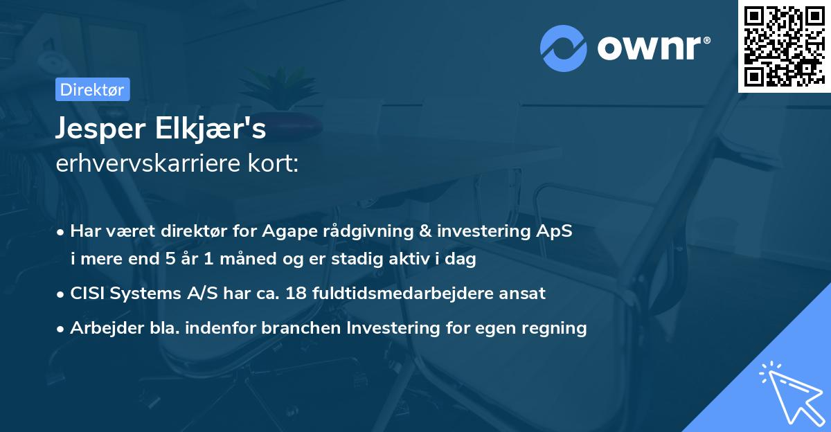 Jesper Elkjær's erhvervskarriere kort
