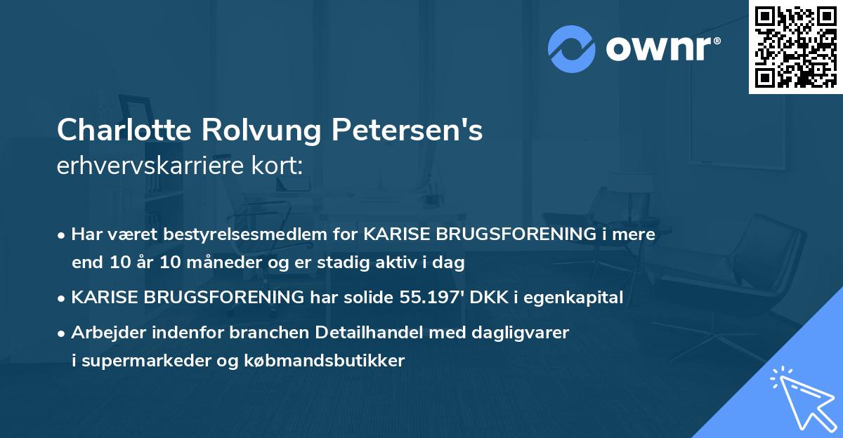 Charlotte Rolvung Petersen's erhvervskarriere kort