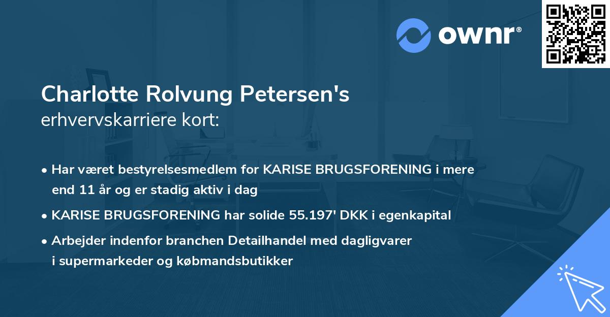Charlotte Rolvung Petersen's erhvervskarriere kort