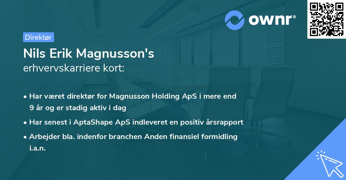 Nils Erik Magnusson's erhvervskarriere kort