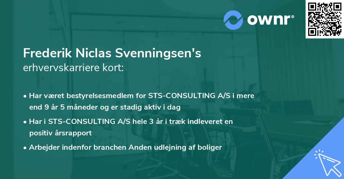 Frederik Niclas Svenningsen's erhvervskarriere kort