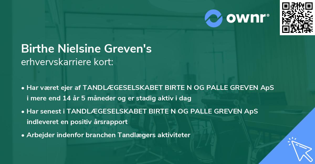 Birthe Nielsine Greven's erhvervskarriere kort