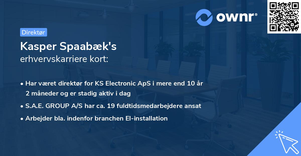 Kasper Spaabæk's erhvervskarriere kort