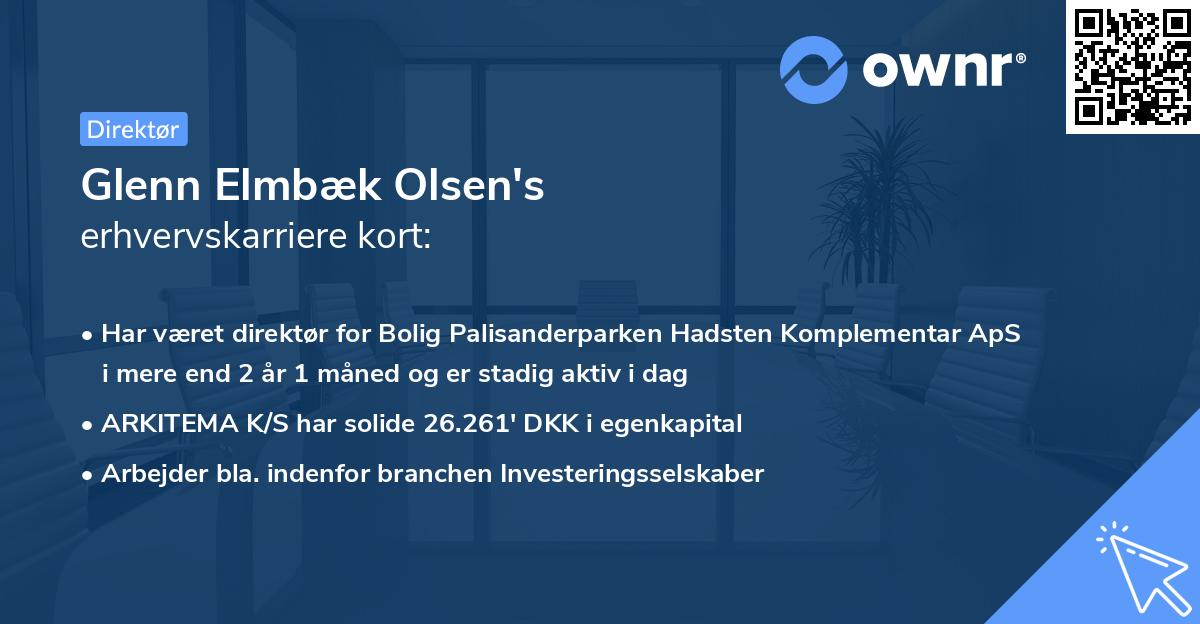 Glenn Elmbæk Olsen's erhvervskarriere kort