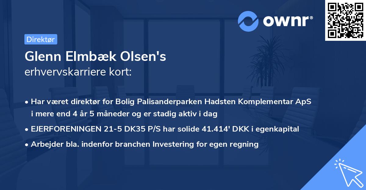 Glenn Elmbæk Olsen's erhvervskarriere kort