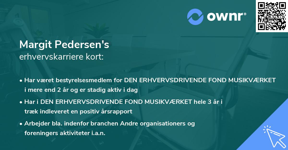 Margit Pedersen's erhvervskarriere kort