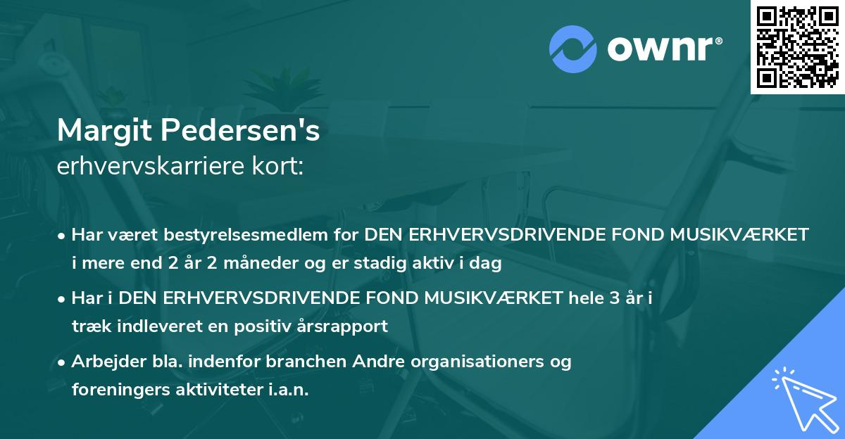 Margit Pedersen's erhvervskarriere kort