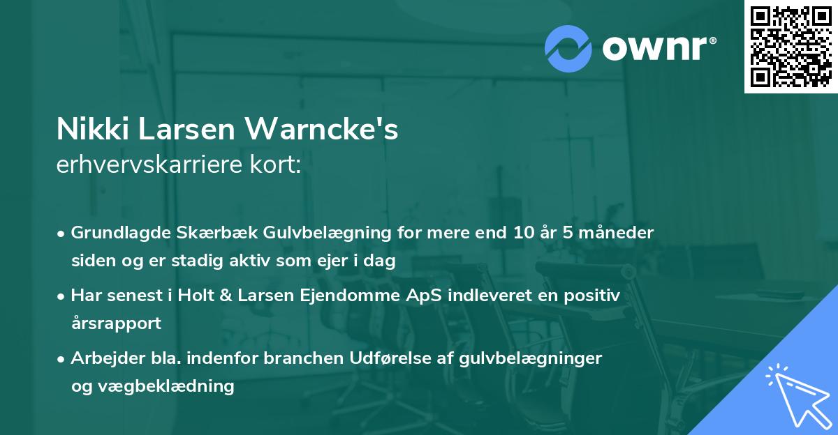 Nikki Larsen Warncke's erhvervskarriere kort