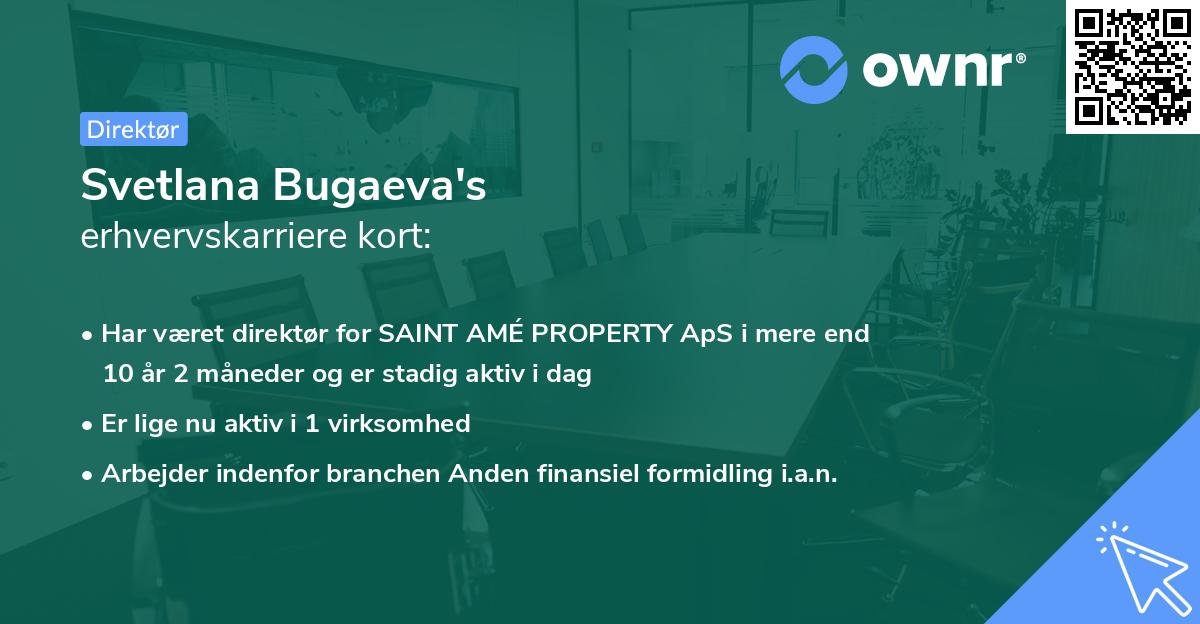 Svetlana Bugaeva's erhvervskarriere kort