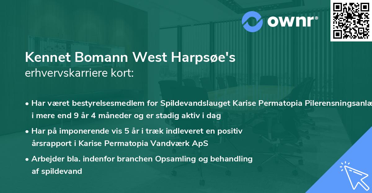 Kennet Bomann West Harpsøe's erhvervskarriere kort