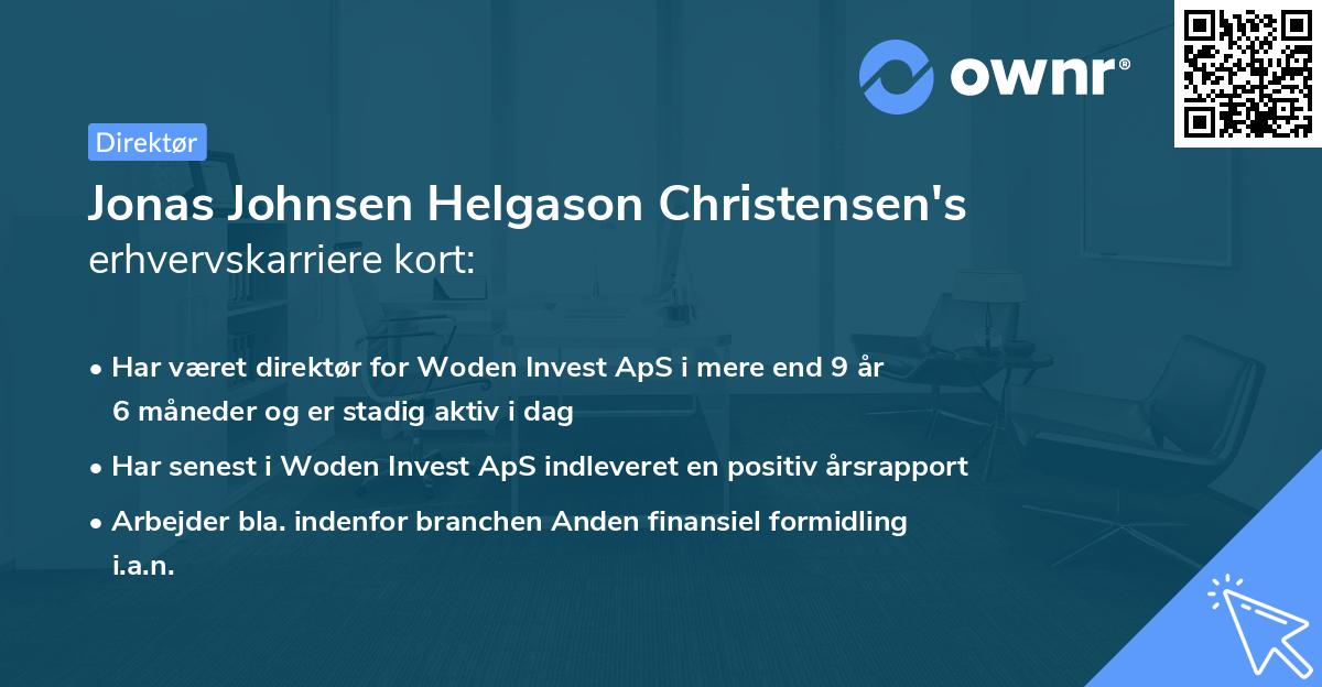 Jonas Johnsen Helgason Christensen's erhvervskarriere kort