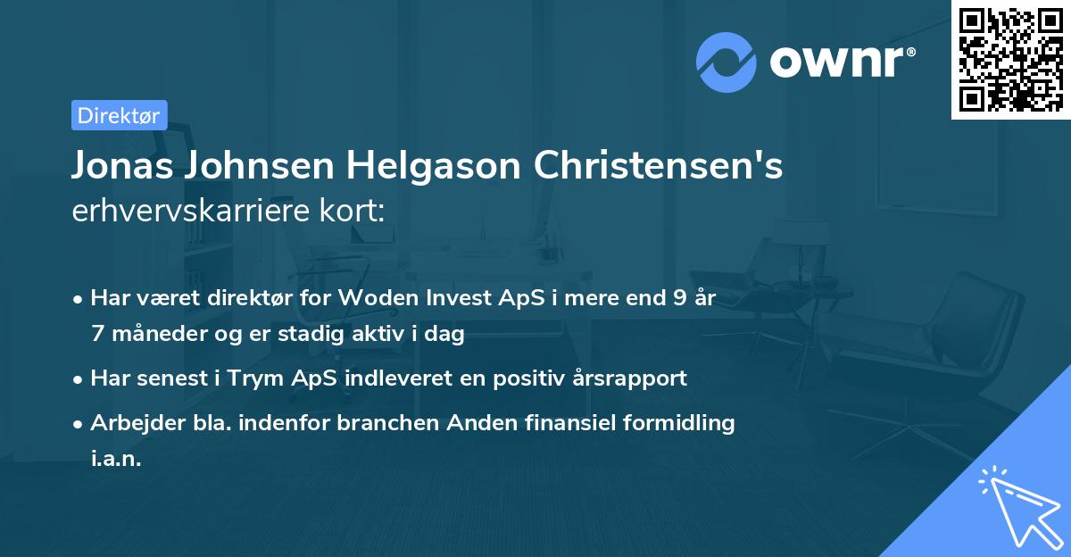 Jonas Johnsen Helgason Christensen's erhvervskarriere kort