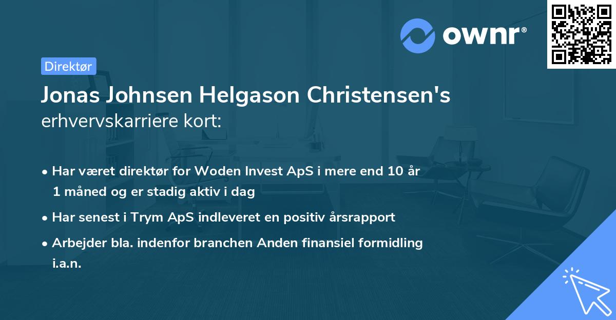 Jonas Johnsen Helgason Christensen's erhvervskarriere kort