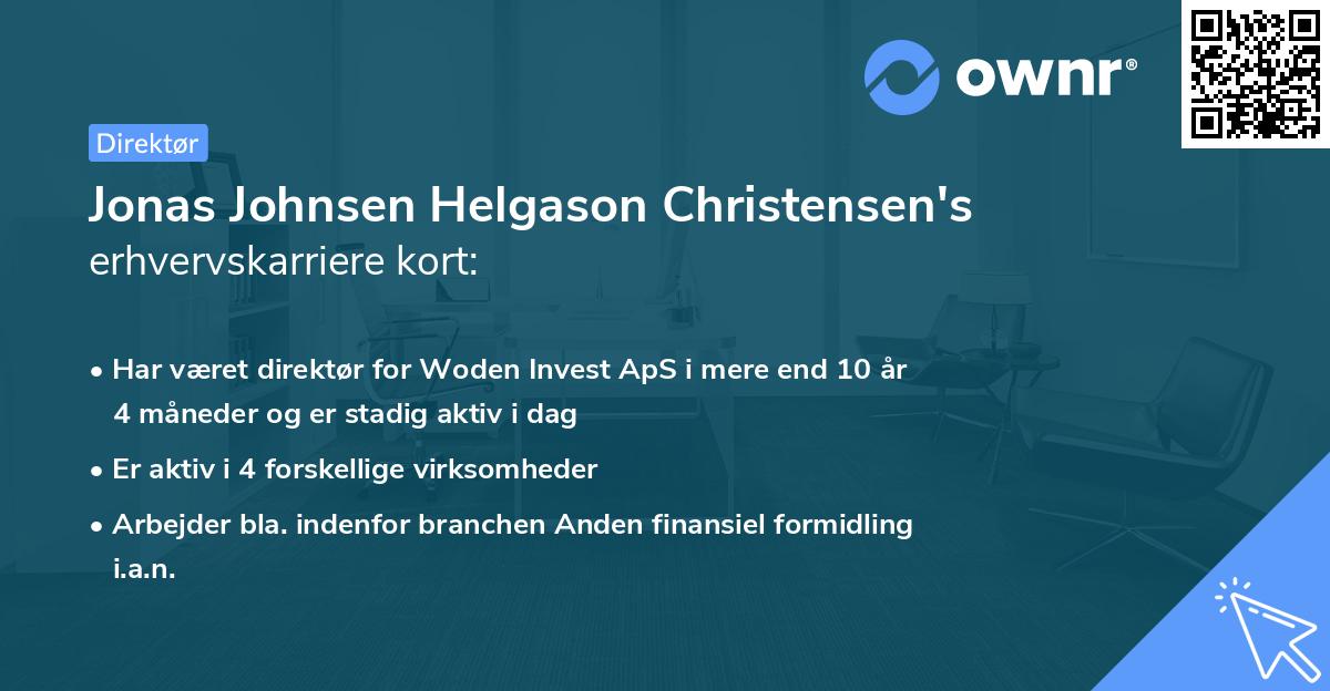 Jonas Johnsen Helgason Christensen's erhvervskarriere kort