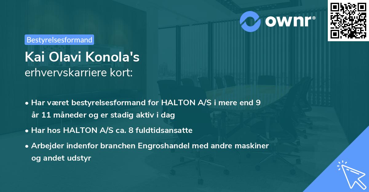 Kai Olavi Konola's erhvervskarriere kort
