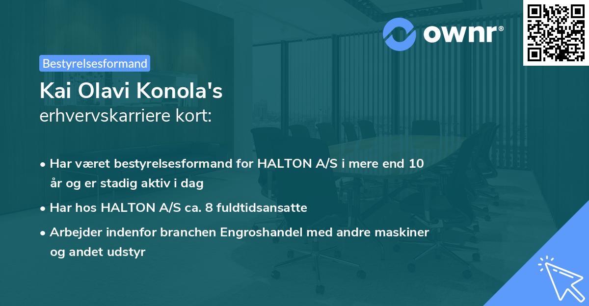 Kai Olavi Konola's erhvervskarriere kort