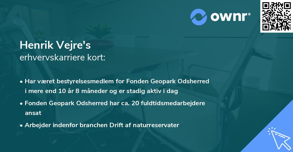 Henrik Vejre's erhvervskarriere kort