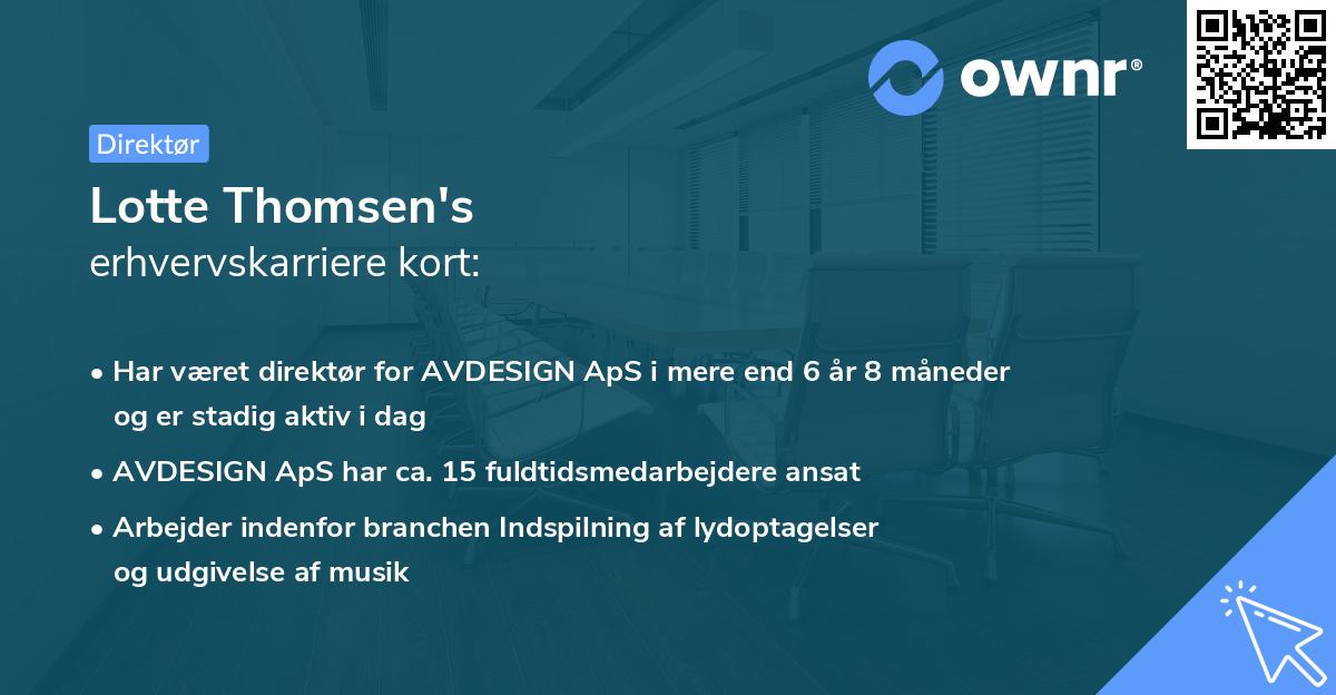 Lotte Thomsen's erhvervskarriere kort