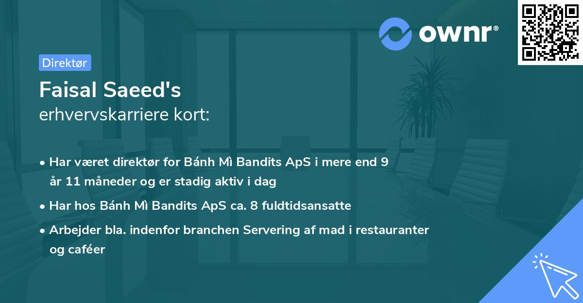 Faisal Saeed's erhvervskarriere kort
