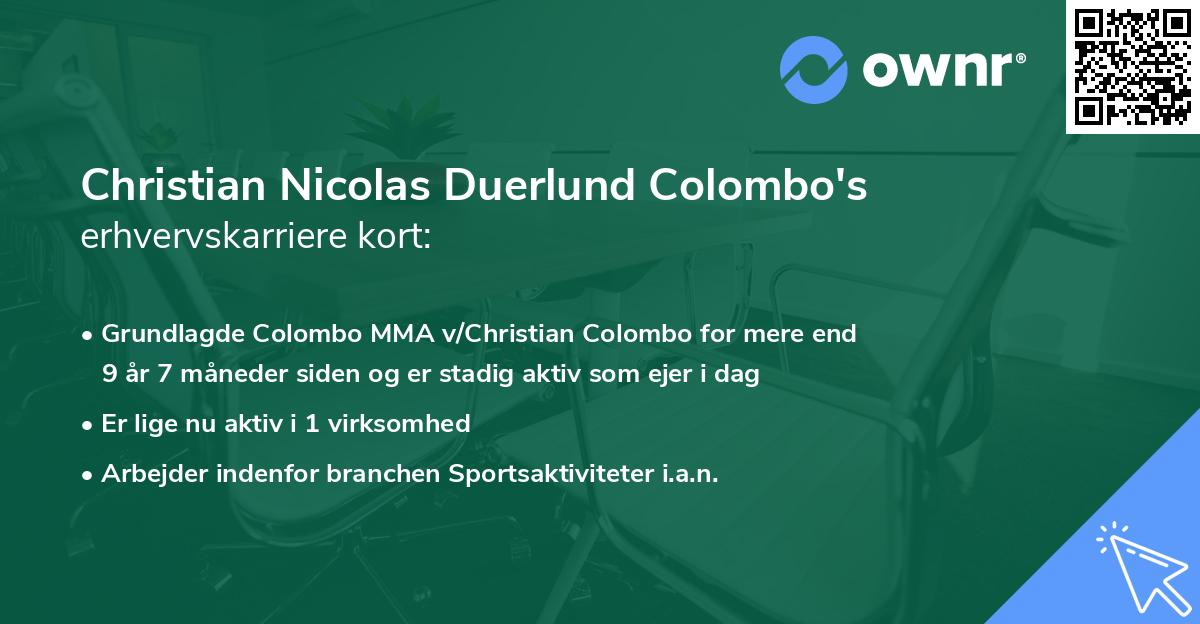 Christian Nicolas Duerlund Colombo's erhvervskarriere kort