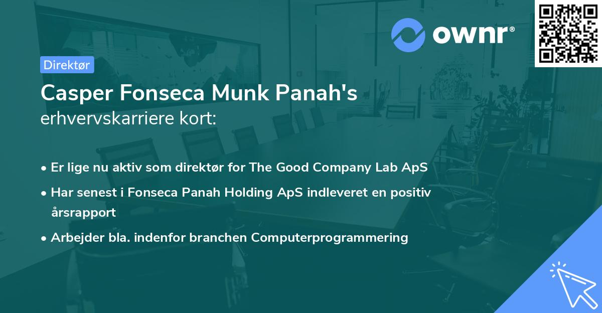 Casper Fonseca Munk Panah's erhvervskarriere kort