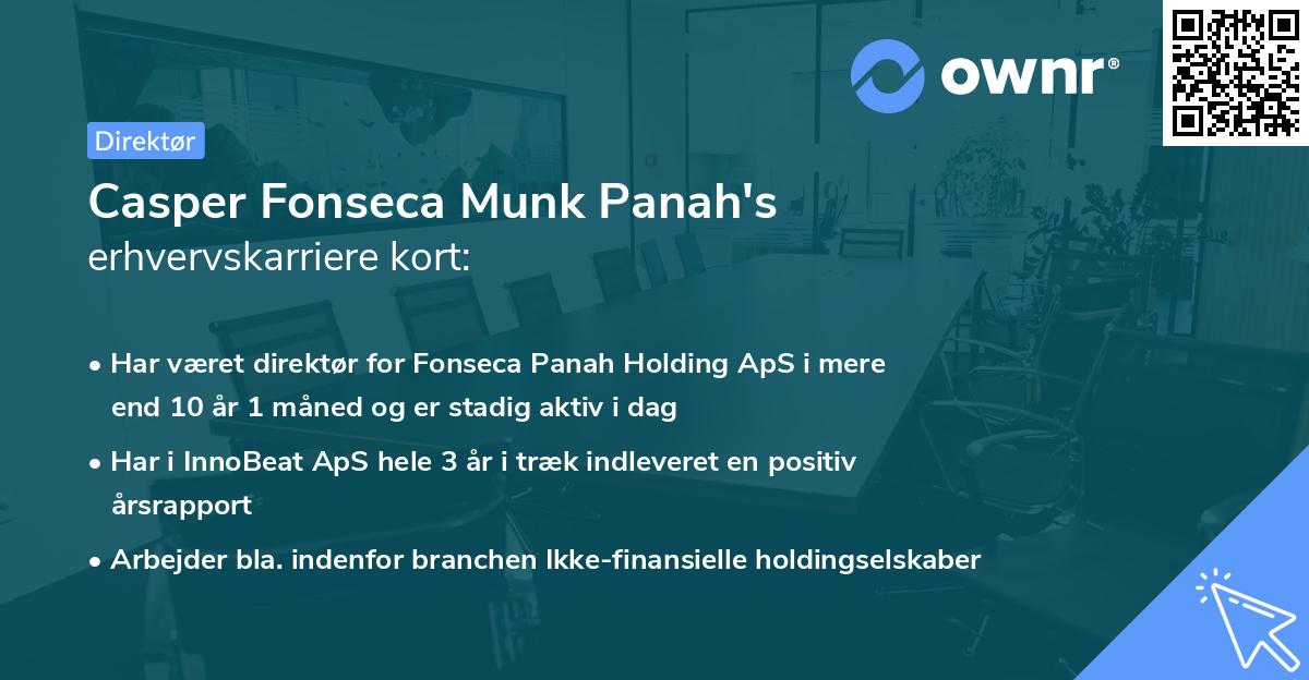 Casper Fonseca Munk Panah's erhvervskarriere kort