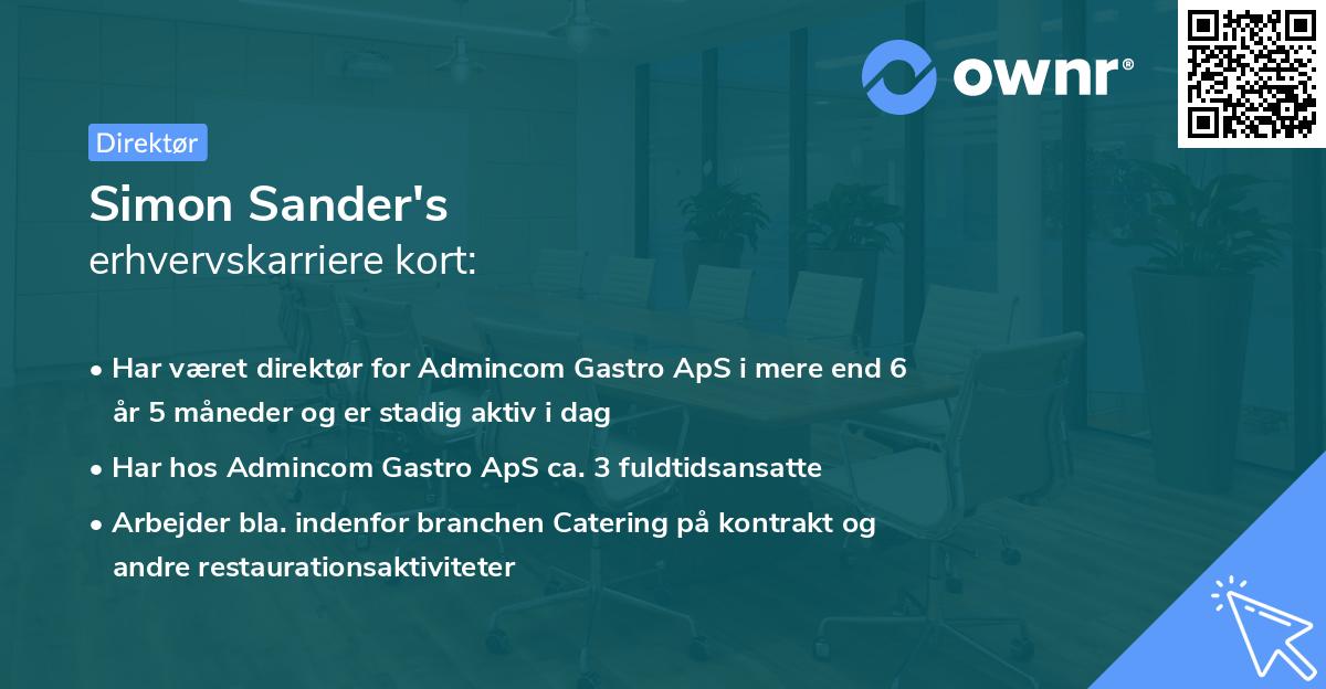 Simon Sander's erhvervskarriere kort