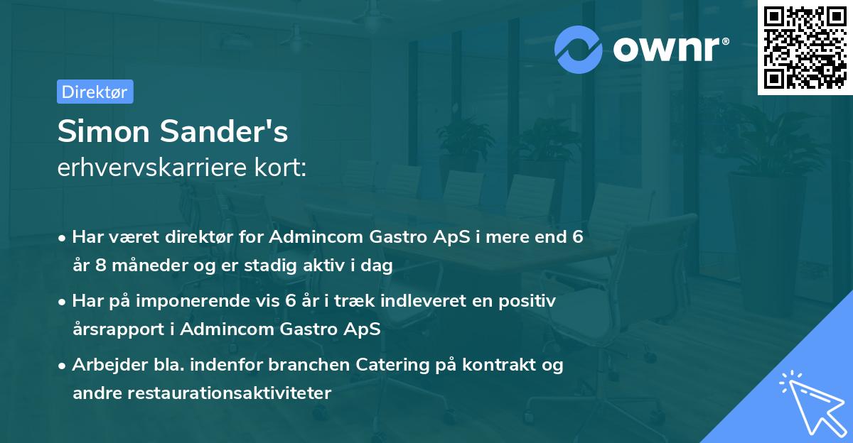 Simon Sander's erhvervskarriere kort