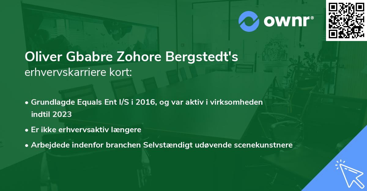 Oliver Gbabre Zohore Bergstedt's erhvervskarriere kort