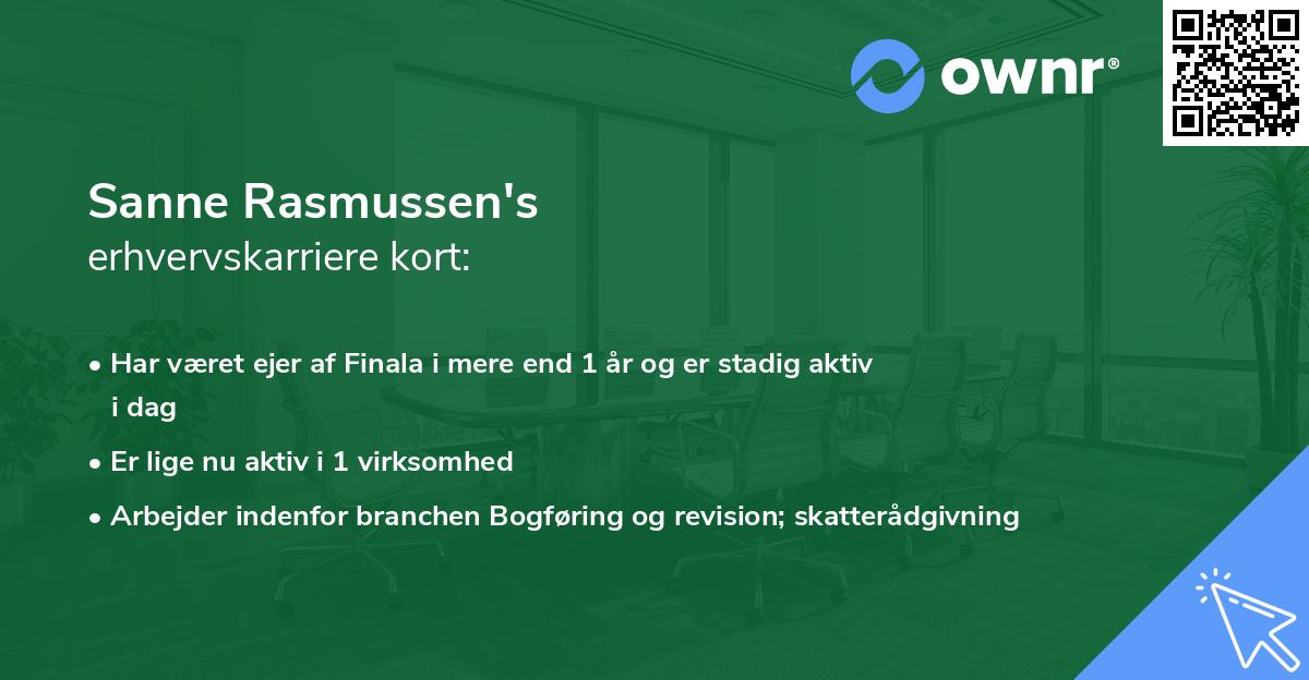 Sanne Rasmussen's erhvervskarriere kort