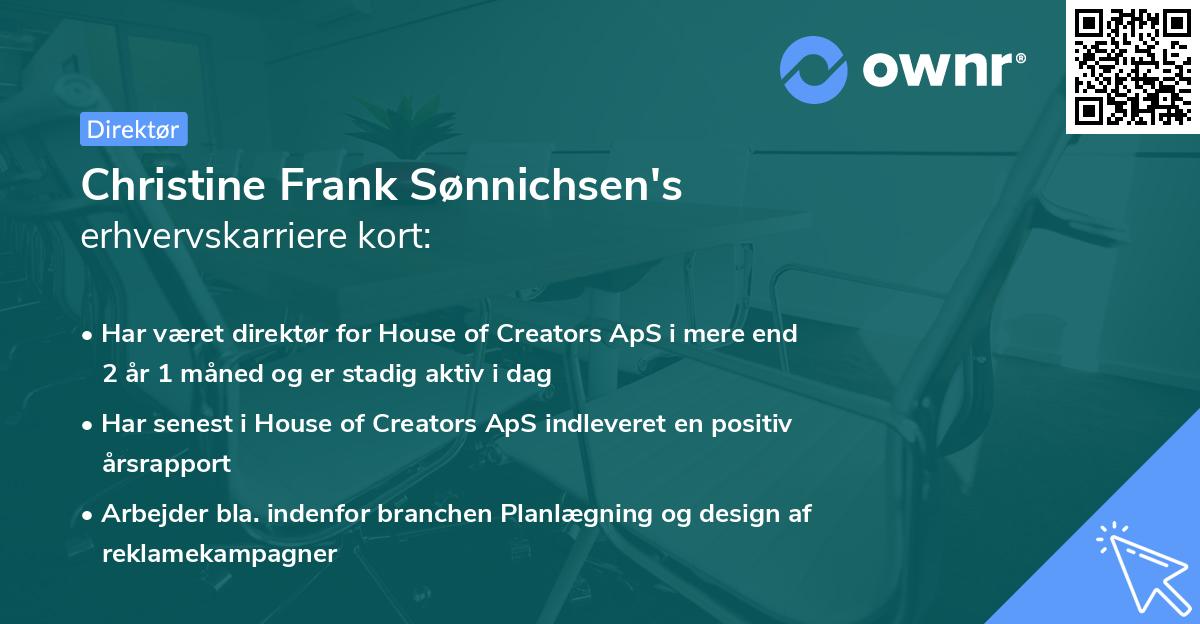 Christine Frank Sønnichsen's erhvervskarriere kort