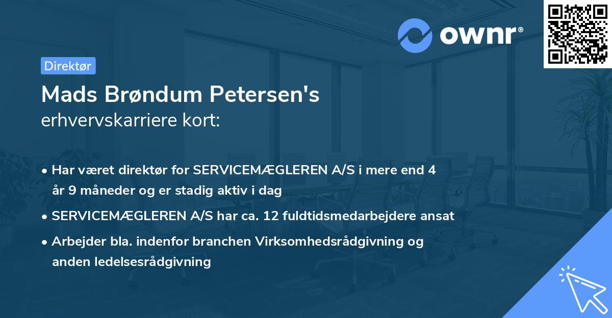 Mads Brøndum Petersen's erhvervskarriere kort