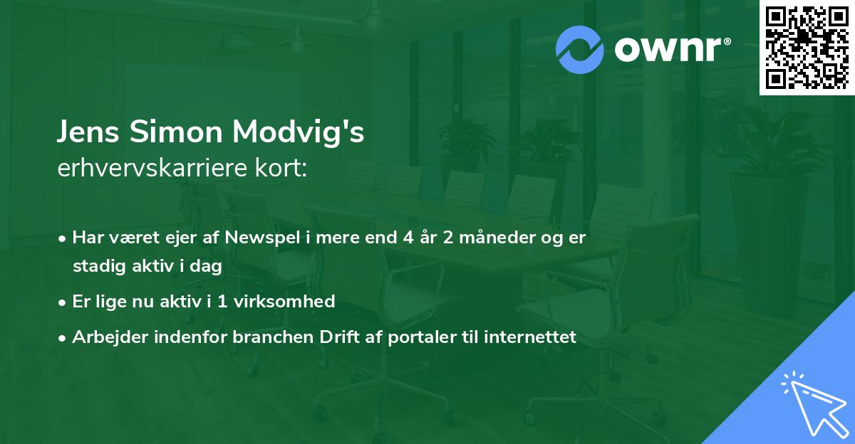 Jens Simon Modvig's erhvervskarriere kort