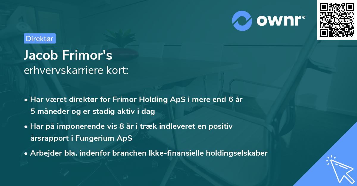 Jacob Frimor's erhvervskarriere kort